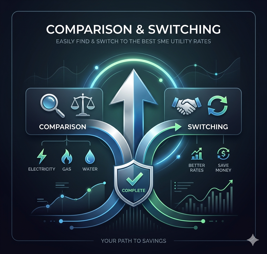 SME utility comparison and switching guide for better business energy and water rates.